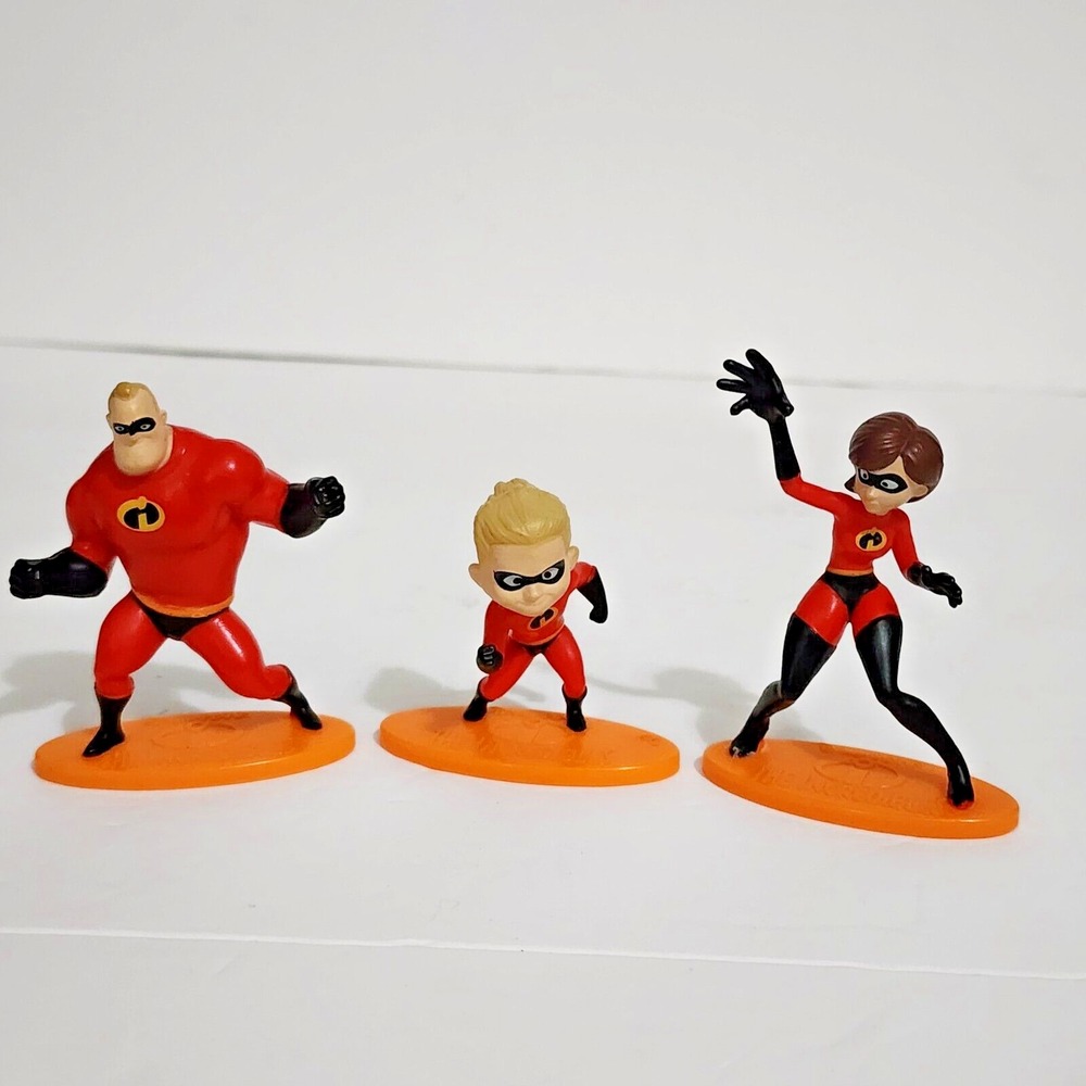 Mattel Disney The Incredibles Bob Helen Dash Parr Figure Cake Topper Lot of 3
